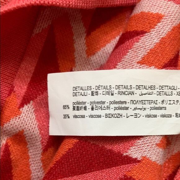 Zara S Pink Orange Zigzag Aztec Polo Bodycon Fitted Dress Clubwear Datenight - Picture 7 of 7